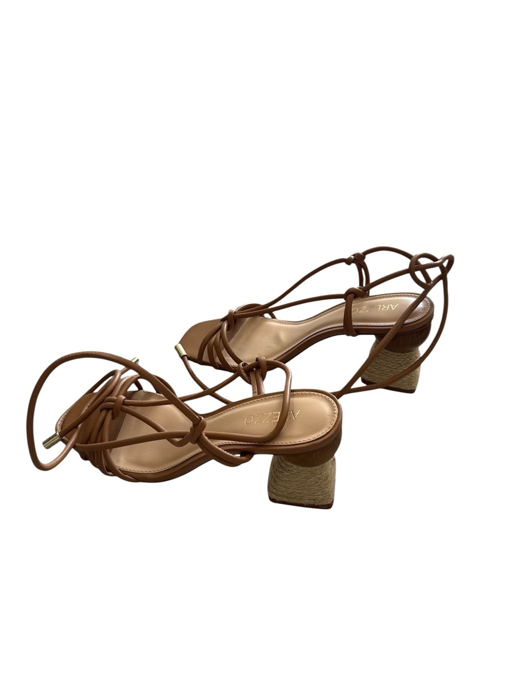 An-Zo Tan Leather Strappy Block Heel Sandals